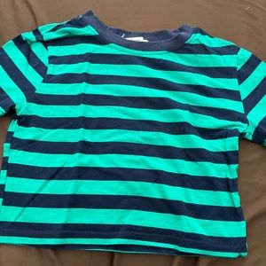 Green/Navy Striped Crop Top
